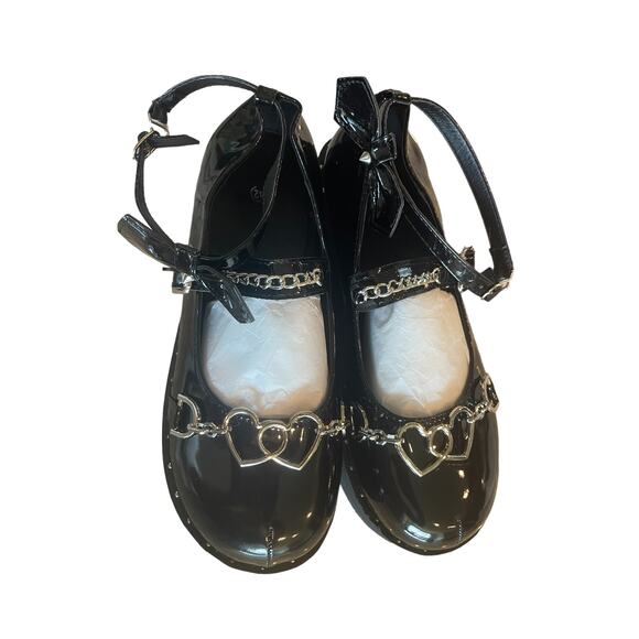 Black Bow Accent Platform Mary Jane Patent Leather Shoes Size 10 - Picture 7 of 10